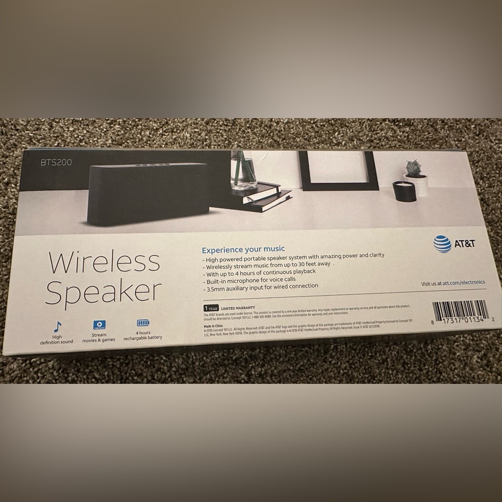 AT&T Wireless Speaker BTS200 New